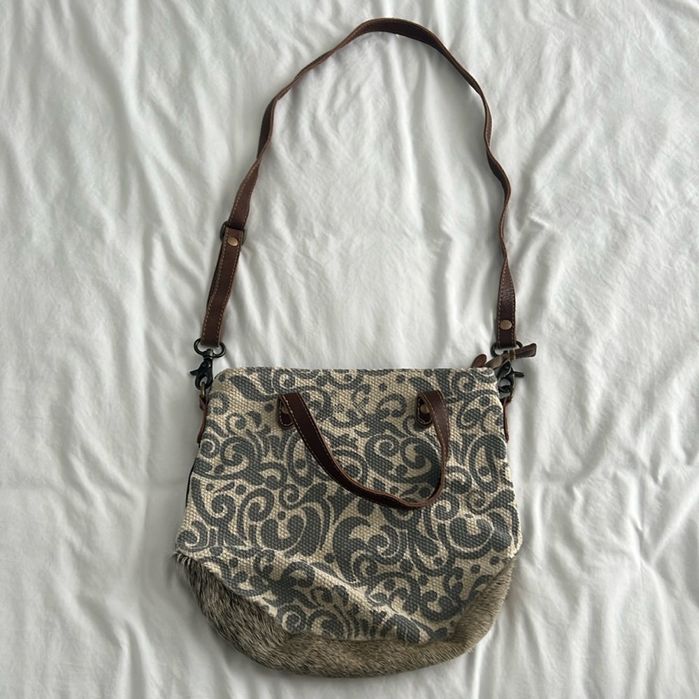 Myra Bag- Cotton and Leather Crossbody